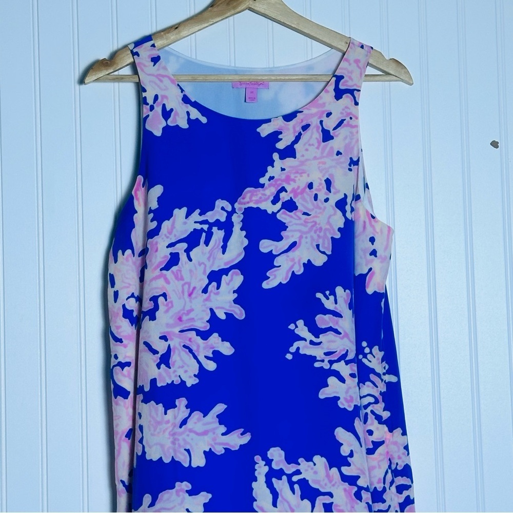 Lilly Pulitzer Jackie Shift Dress Silk It's Electric Brilliant Blue Medium - Picture 2 of 8